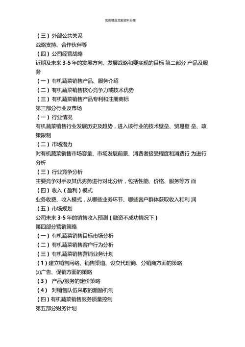 計劃書(shū),蔬菜,創(chuàng  )新,批發(fā)