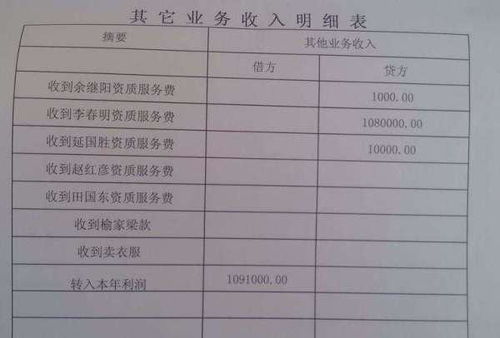 收入會計科目賬頁格式