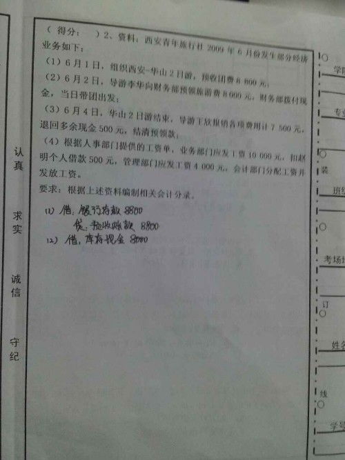 國際會計科目試卷及答案