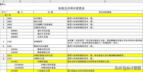 核算,會(huì )計科目,醫院,內容