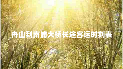 舟山到南浦大橋長(zhǎng)途客運(yùn)時(shí)刻表