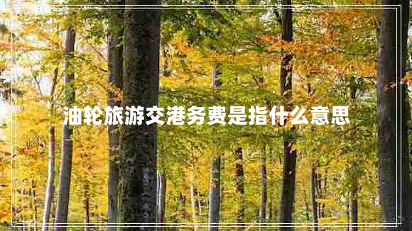 油輪旅游交港務(wù)費(fèi)是指什么意思