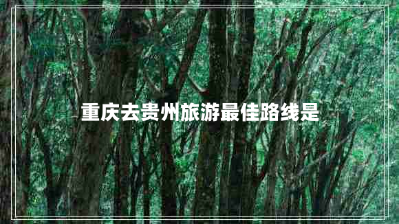重慶去貴州旅游最佳路線(xiàn)是