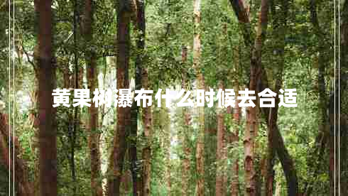 黃果樹瀑布什么時(shí)候去合適