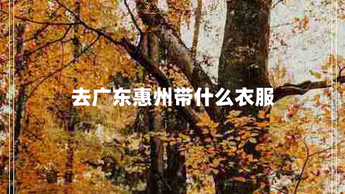 去廣東惠州帶什么衣服