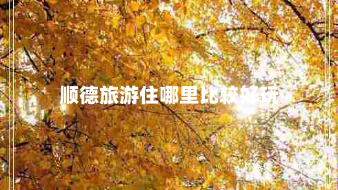 順德旅游住哪里比較好玩