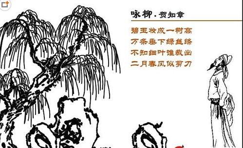 兒童古詩(shī)配畫詠柳詩(shī)句翻譯