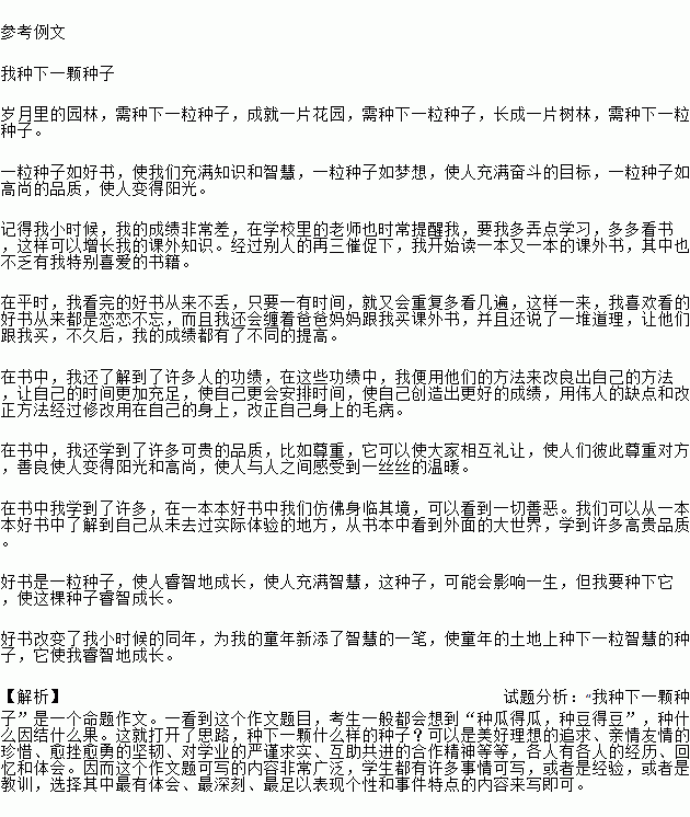 我種下一粒種子作文的開頭段
