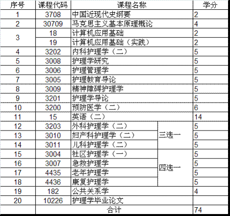 安徽自考護(hù)理本科課程