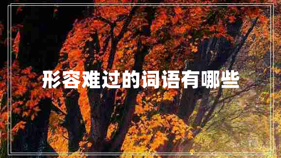 形容難過的詞語(yǔ)有哪些