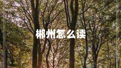 郴州怎么讀