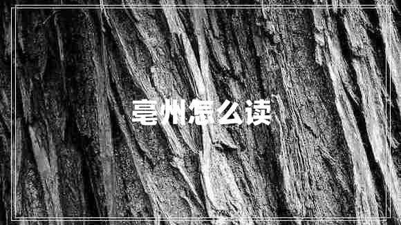 亳州怎么讀