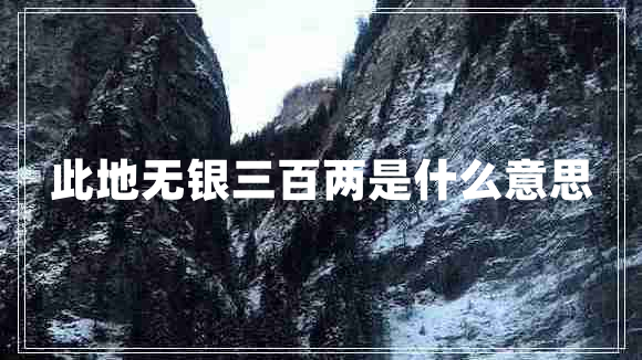此地無銀三百兩是什么意思
