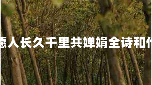 但愿人長(zhǎng)久千里共嬋娟全詩和作者