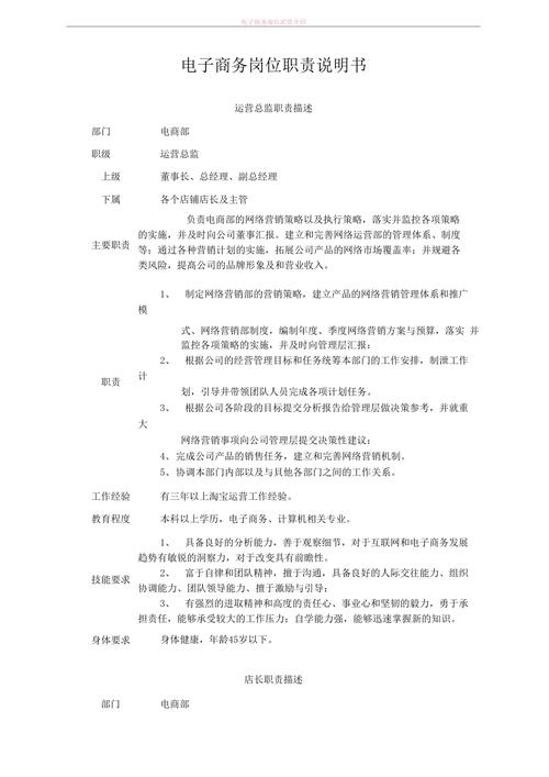 電商崗位職責