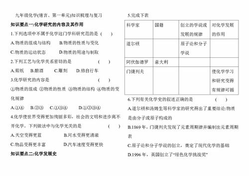 九級(jí)化學(xué)基礎(chǔ)知識(shí)梳理