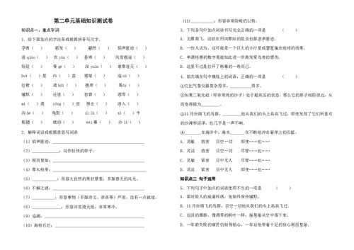 基礎知識,卷一,語(yǔ)文,測試