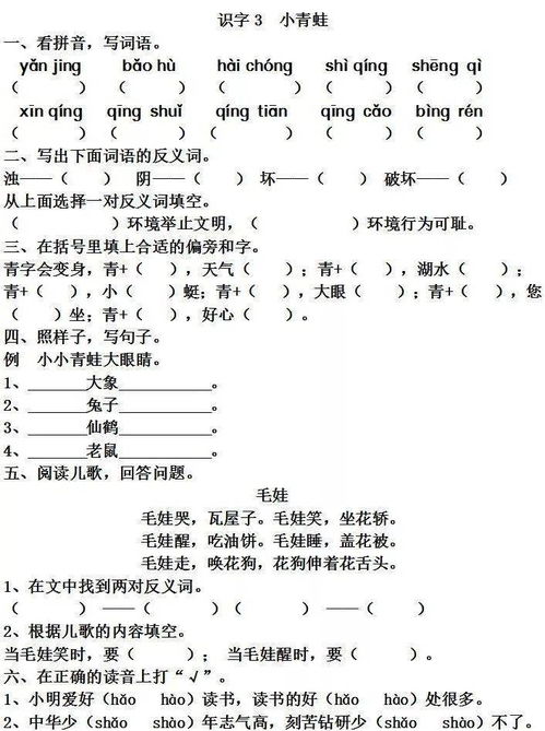 一級(jí)小青蛙基礎(chǔ)知識(shí)