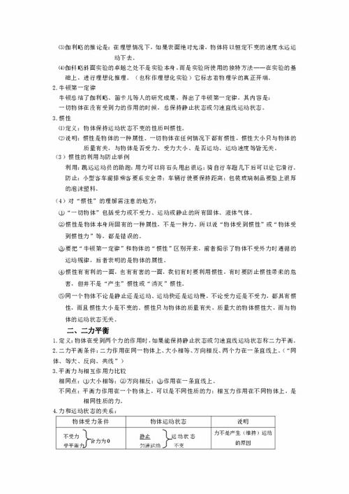 物理八級下基礎(chǔ)知識